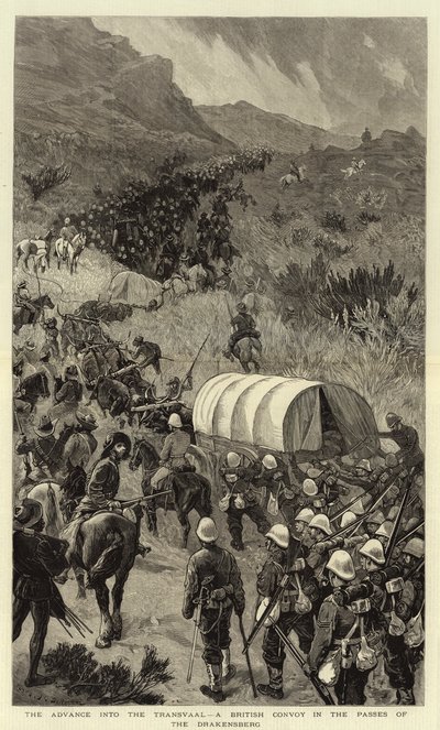 The Advance into the Transvaal, A British Convoy in the Passes of the Drakensberg by John Charles Dollman